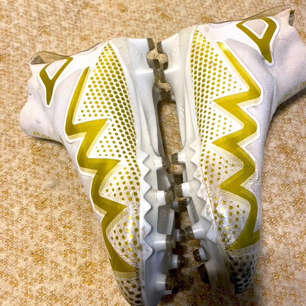 adidas White and Gold Men's Athletic Cleats